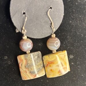 Elegant Crazy Lave Agate Dangle Earrings